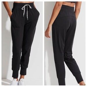 Varley Black Track Joggers with Drawstring